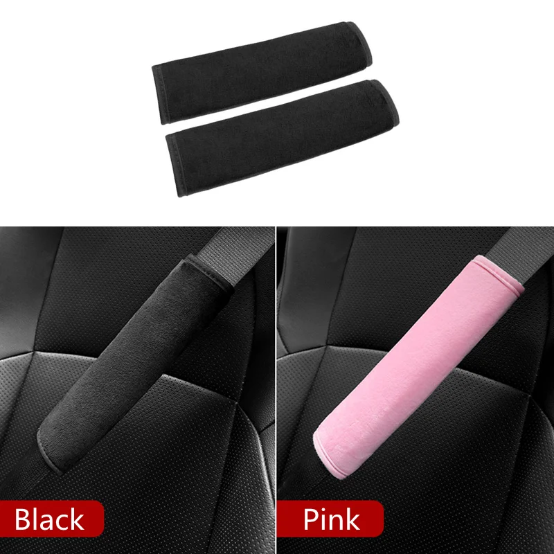 

2pcs Cute Universal Car Safety Seat Belt Cover Winter Soft Plush Shoulder Pad Car Styling Seatbelts Pad Set Car Accessories