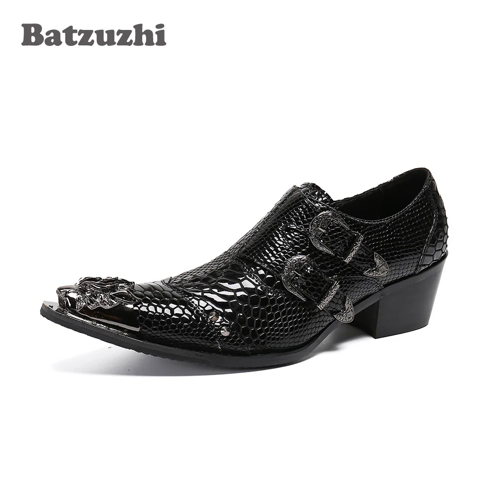 Batzuzhi Luxury Handmade Men Shoes Black Genuine Leather Dress Shoes Chaussure Homme Luxury Male Formal Party Flats Shoes,US6-12