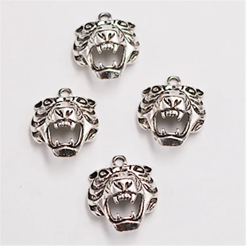 4pcs Antique Silver Color 3D Bengal Tiger Head Charm Alloy Pendant Necklace Bracelet DIY Metal Jewelry Findings 31*29mm A1289