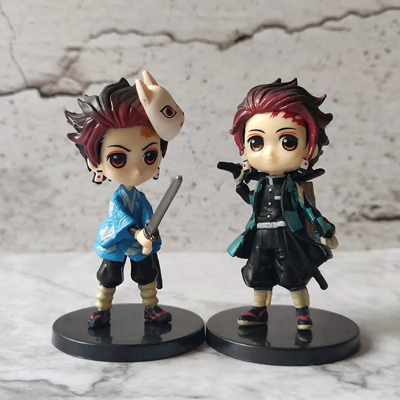 6Pcs Demon Slayer Anime Karakters 7Cm Figuur Cake Decor Anime Cartoon Kamado Nezuko Agatsuma Figuur Doll Ornament