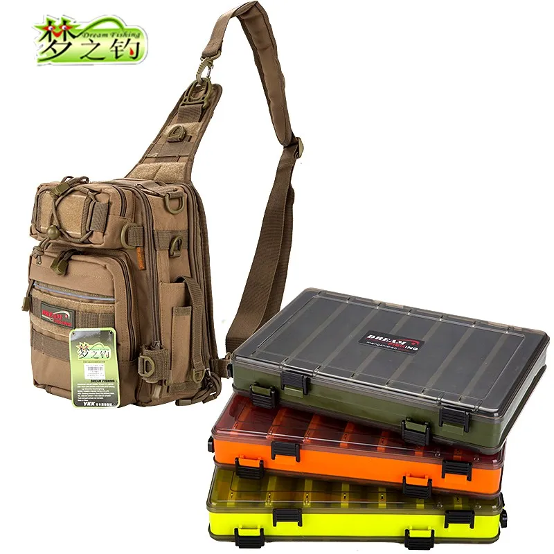 DREAM FISHING Large Capacity Fishing Bag 14*24*29cm Nylon Multifunctional Fishing Tackle Bag Single or Double Side Fishing Box