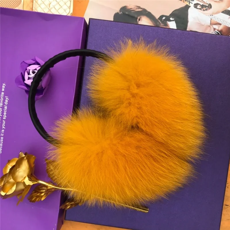 New Women 100% Natural Real Winter Fashion Girls Fox Earmuffs Russian Plush Genuine Fur Earflap