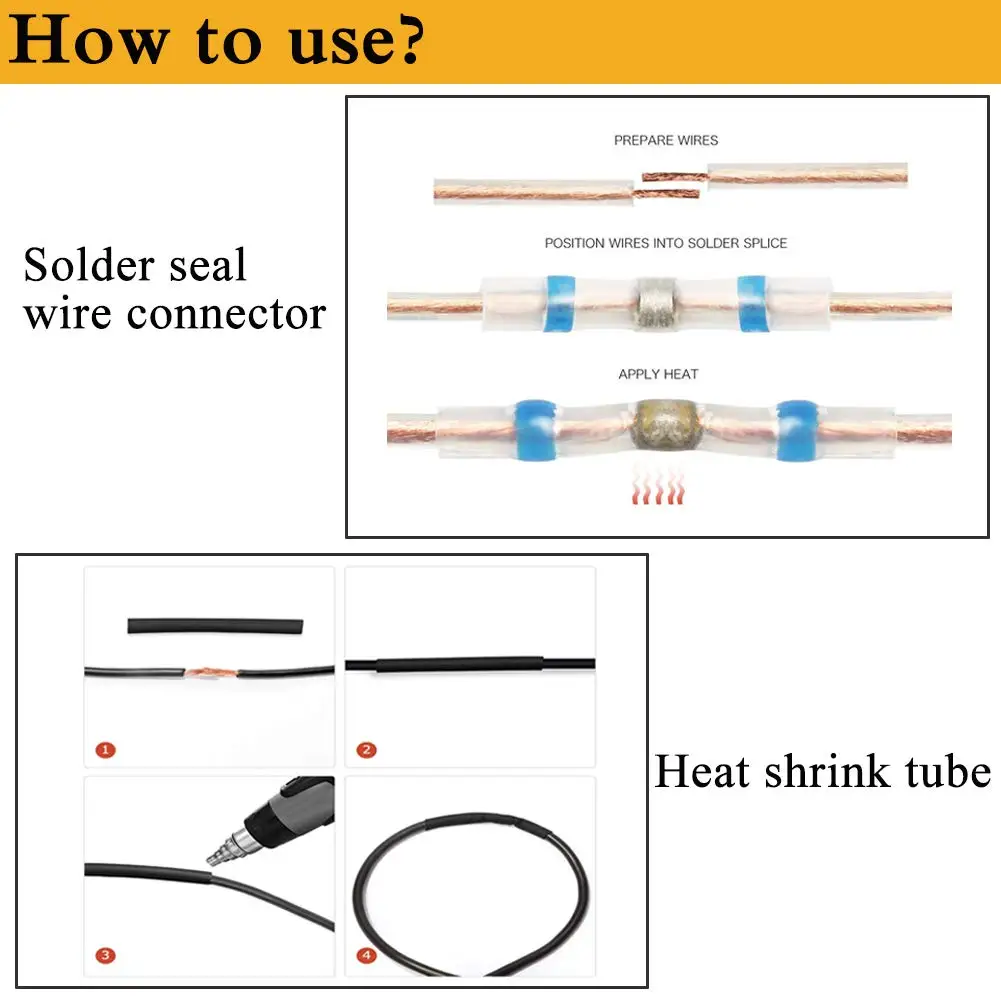 100/150PCS Waterproof Heat Shrink Tube Solder Sleeve Seal Electrical Wire Connectors Fast Butt Splice Terminals Kit