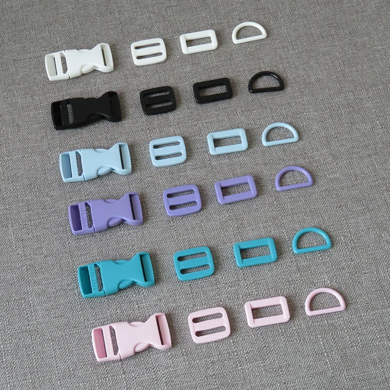 

50sets/lot 20mm 25mm webbing plastic breakaway buckle D ring belt buckle adjuster for bag pet dog collar sewing DIY accessories