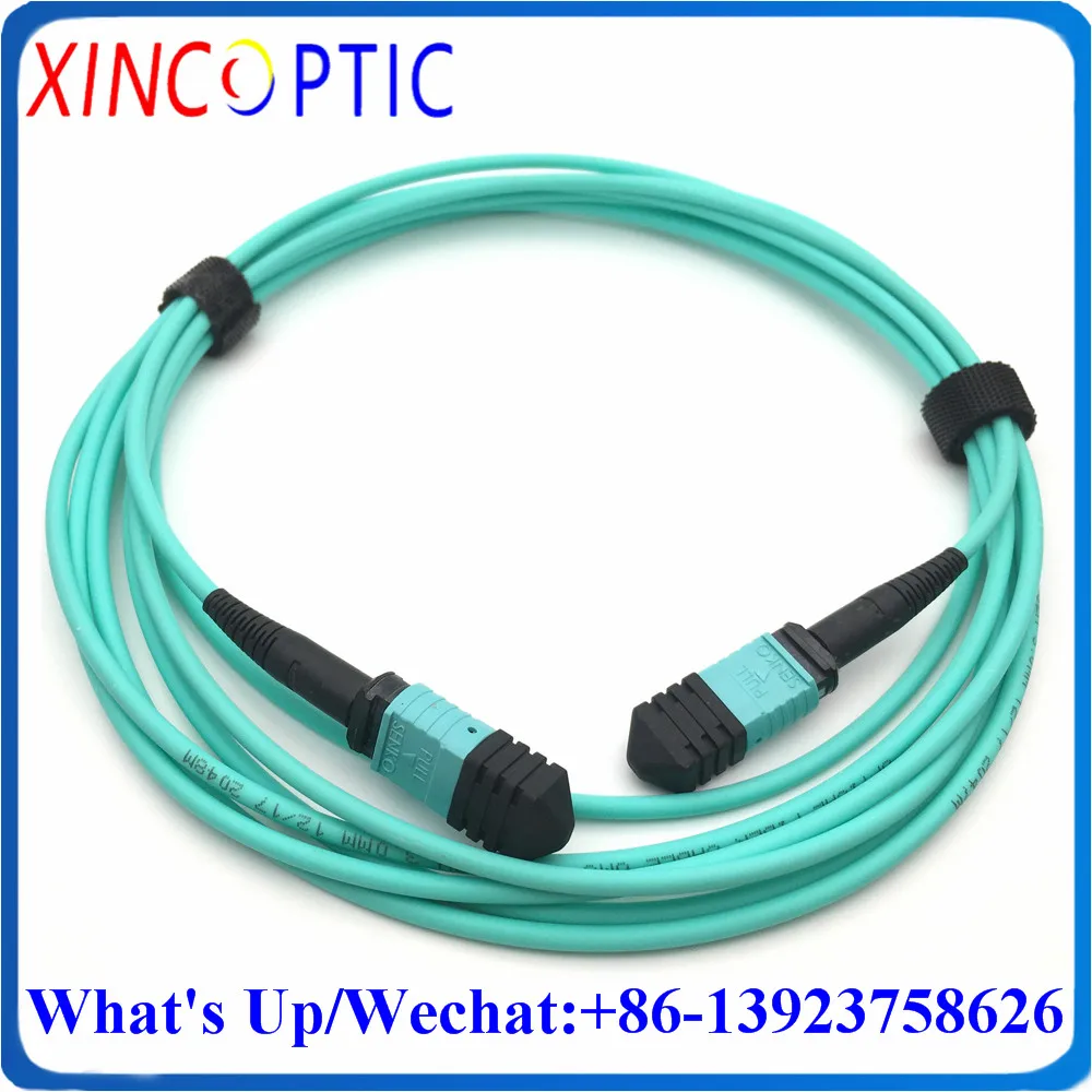 MPO/F-MPO/F-OM3-12F-3.0-3M-LSZH Type A B C,OM3-150,12C,3M, UPC Female Fiber Optic Patch Cord Connector,3.0mm LSZH Mini Cable