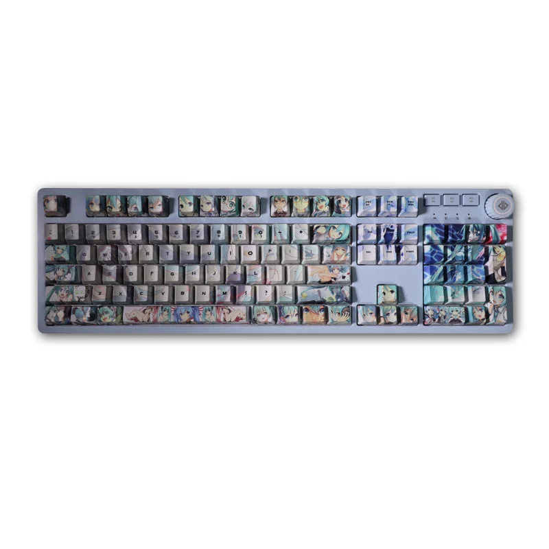 1 Set PBT 5 Sides Dye Sublimation Keycaps Two Dimensional Anime Beauty Girl Key Caps For ANSI Layout Mechanical Keyboard