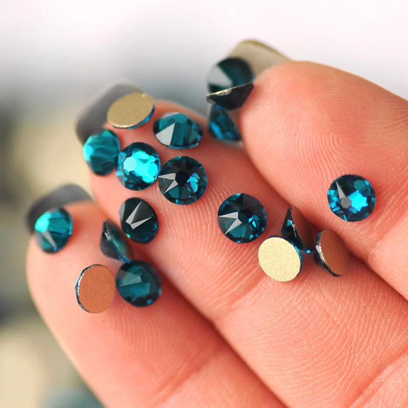 YANRUO 2088NoHF All Sizes Blue Zircon Flat Back Strass DIY Nail Art Glass Rhinestones Non Hotfix Crystals For Decoration