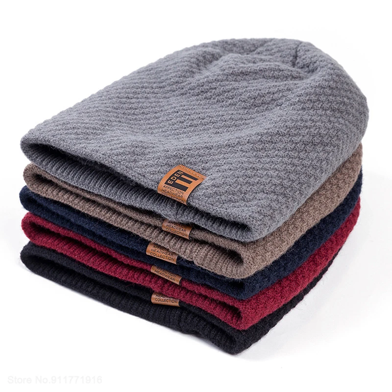 Youpin Knitted Beanie Women's Hat Winter Men Warm Casual Beanies Female Baggy Cap Plus Velvet Thicken Cap Outdoor Windproof Cap