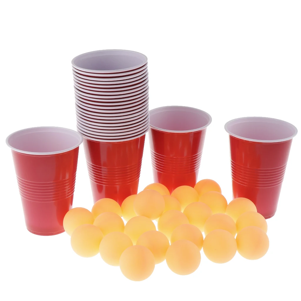 Cray Fun Game  Pong Beer Balls Set Includes 24 Cups+24 Balls, Plastic