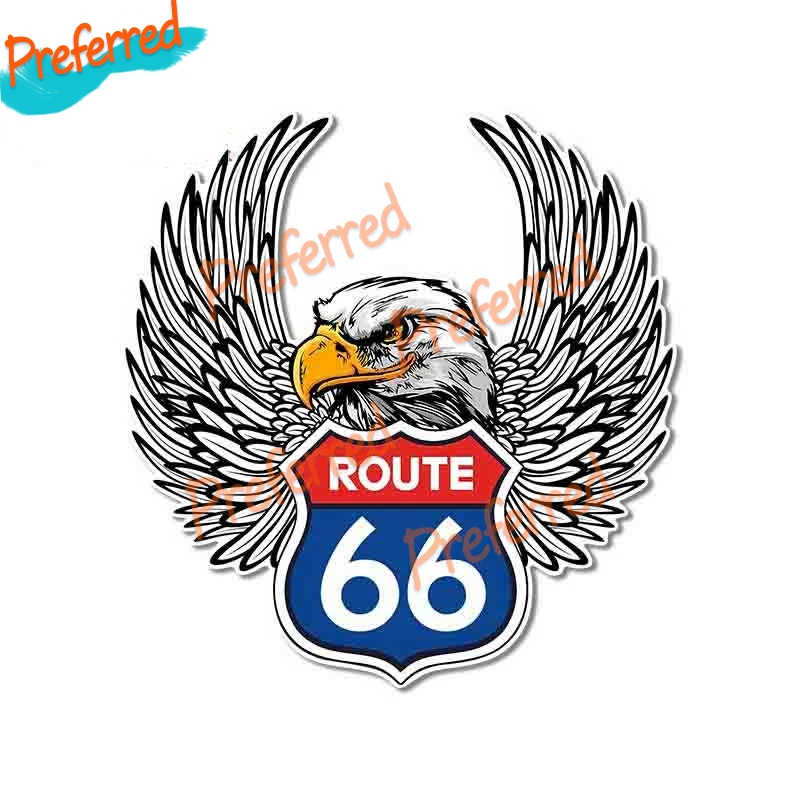 High Quality ROUTE 66 EAGLE Creative Decal Motocross Racing Laptop Helmet Trunk Wall Vinyl Car Sticker Die Cutting