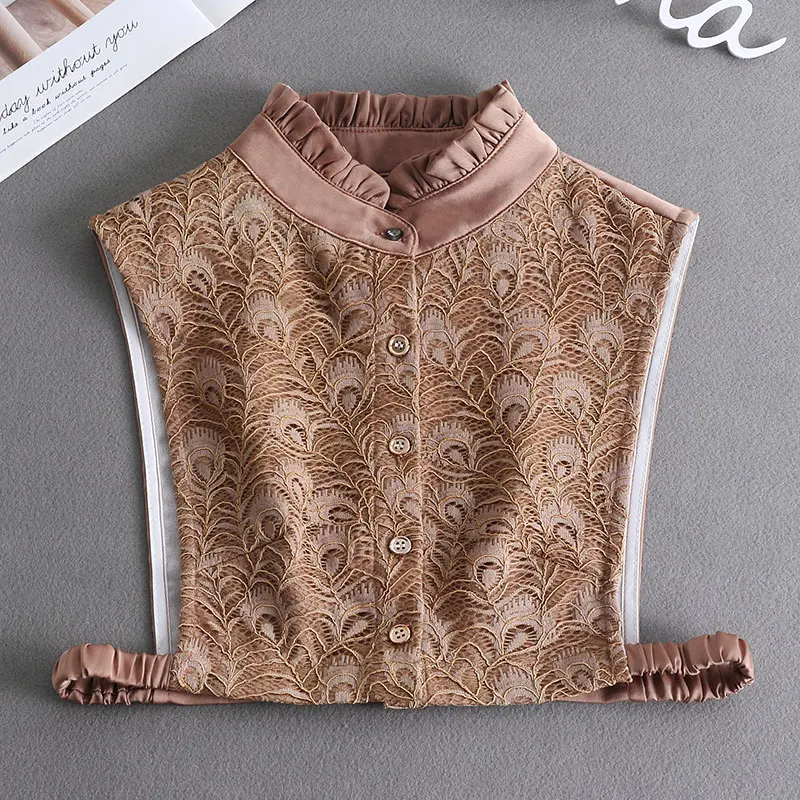 Camisa de cuello falso de encaje para mujer, cubierta de cuello falso, blusa, collares de camisa desmontables, accesorios de ropa