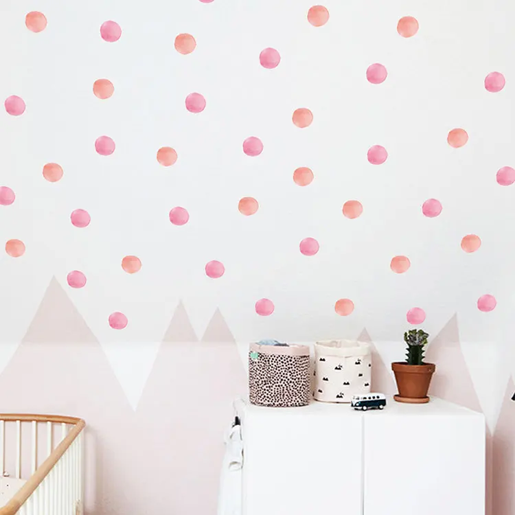 Niedliche rosa Punkte-Wandaufkleber zur Dekoration von Kinderzimmern, als Wandbild für das Schlafzimmer, zur Heimdekoration, abnehmbare Aufkleber, selbstklebende Tapete für Kinderzimmer. – Detail 2
