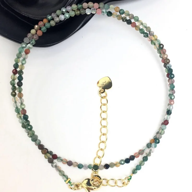 Natürliche Stein Perlen Halsketten 2MM Kleine Größe Facettierte Runde Quarts Turmalin Mini Perlen Halsketten Für Frauen Schmuck Geschenke – Detail 30