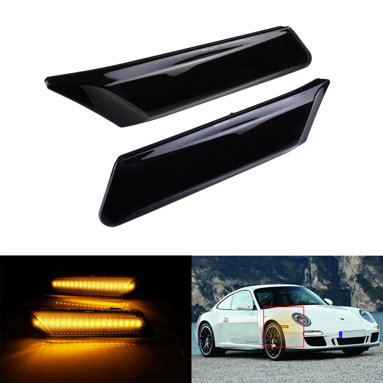 For Porsche Carrera 911 997 2005-2012 Boxster Cayman 987 2005-2008 Amber LED Indicator Signal Side Marker Repeater Light