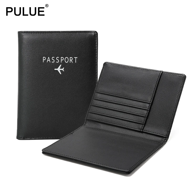 Multi-function Men Business Air Passport Wallet Women Soft Leather Passport Holder Cover RFID Credit Card Holder Purse 7 colors