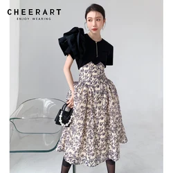 CHEERART Goth High Waist Floral Long Skirt Women 2021 Bottoms A Line Vintage Flowy Flower Summer Skirt Elegant Gothic Clothes