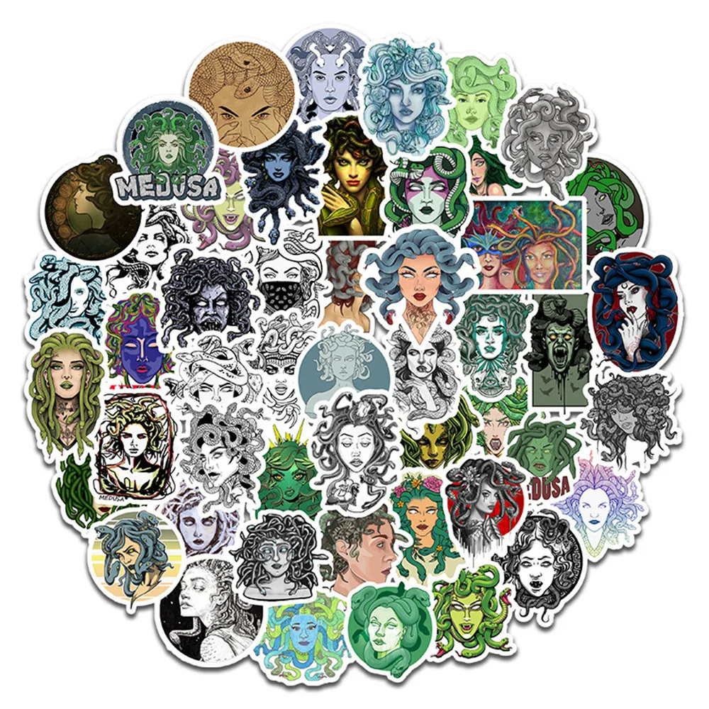 Medusa Stickers for Stationery Helmet, Notebooks, Snake Sticker, Aesthetic Vintage Craft Supplies, Scrapbooking Material, 50Pcs