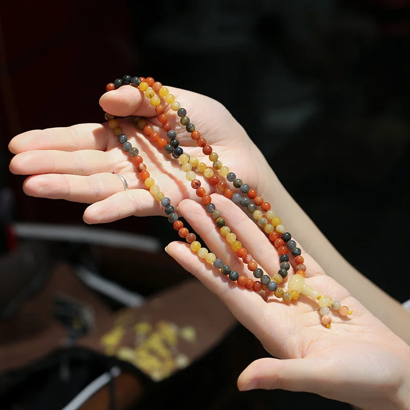 Multilayer Prayer Beaded Mala Golden Silk Jade Bracelets Buddhist Buddha Charm Rosary Unisex Bracelet Men Women Yoga Jewelry