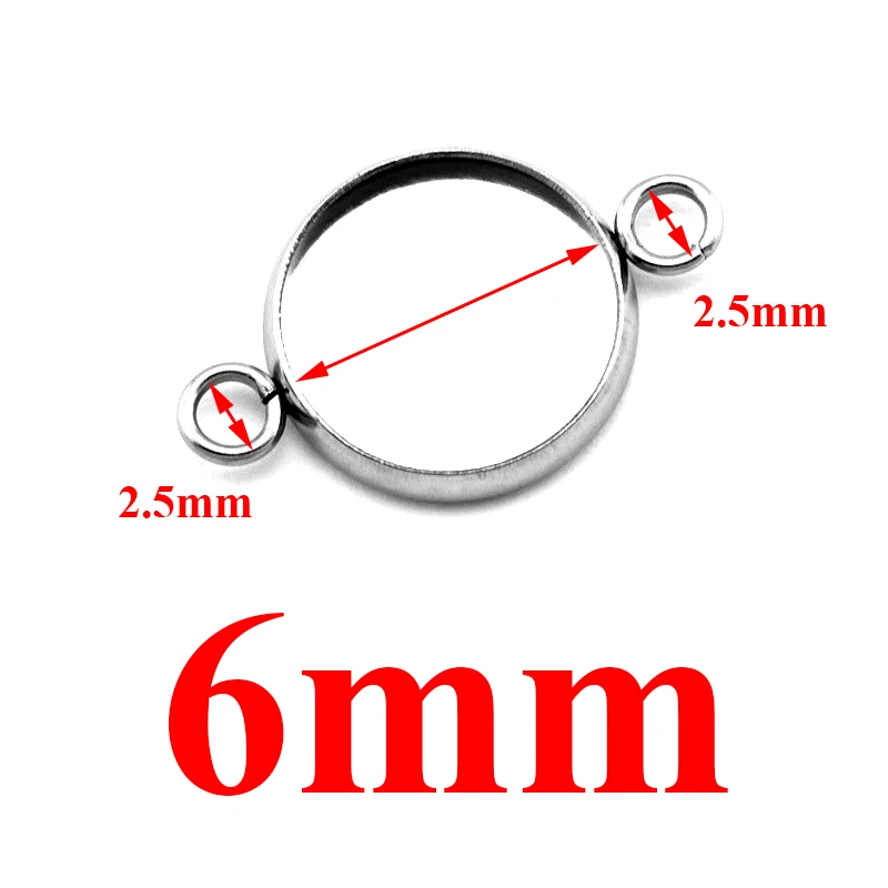 20pcs/lot Fit 6/8/10/12/14/16/18/20/25/30mm Two Holes Hanging Stainless Steel Cameo Cabochon Base Setting for DIY Jewelry Making