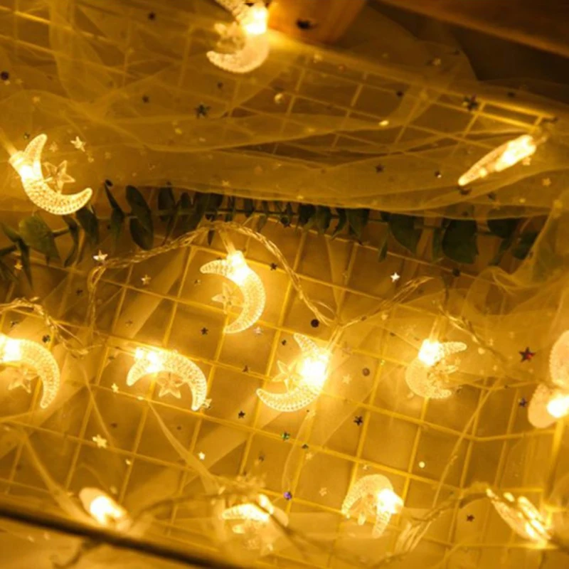 1.5m 4.5m 10m Led Star Moon Light String USB Bedroom Window Christmas Decoration 2022 Party Holiday Light