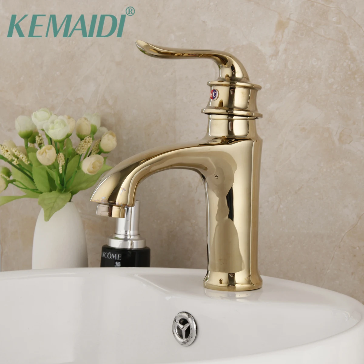 

KEMAIDI Basin Faucet Water Tap Bath 360 Swivel Gold Bathroom Faucet Single Handle Sink Tap Mixer Hot Cold Sink Water Crane