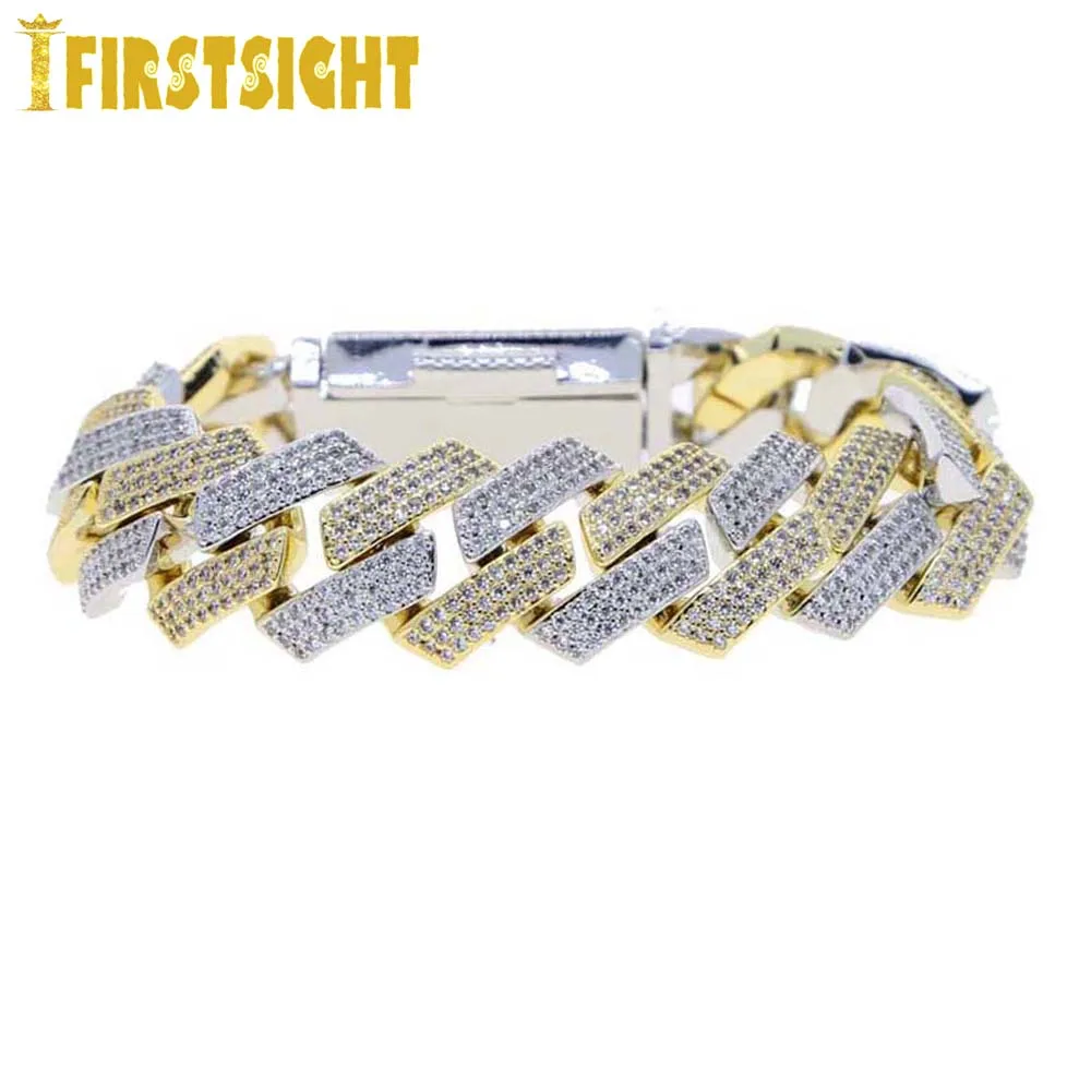 New Iced Out Bling CZ Men Women Bracelet Silver Color 19mm