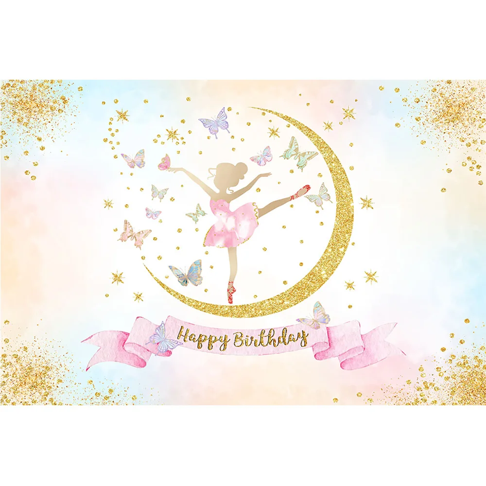 زينة خلفية عيد ميلاد سعيد ، فراشة الجان ، راقصة باليه ذهبية ، حفلة عيد ميلاد ، صورة ، كعكة تحطيم ، تصوير