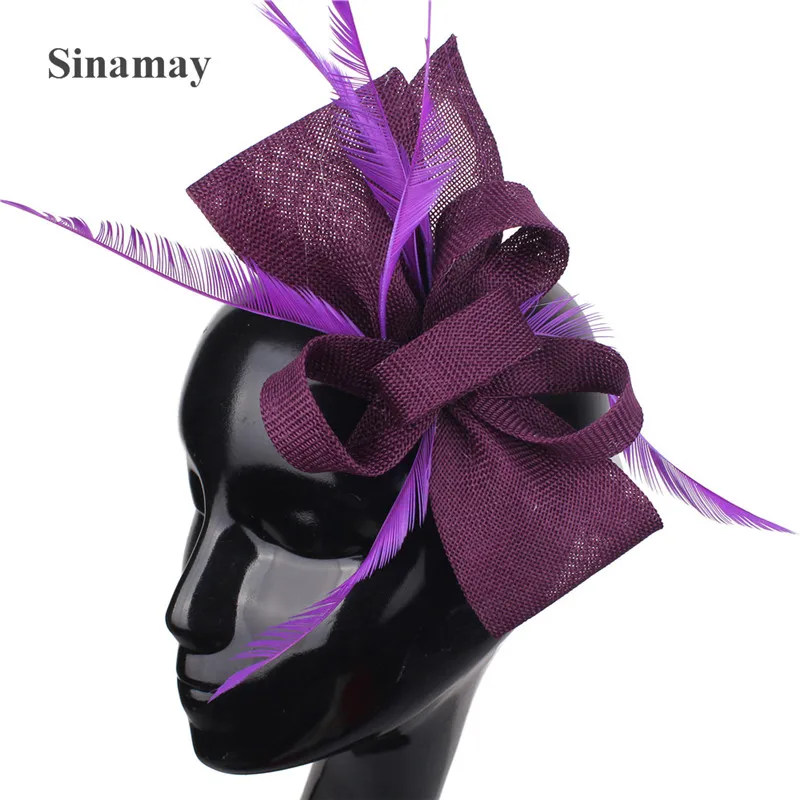 Frauen Gold Feder Blumen Hut Haar Clip Fascinator Schöne Kopfbedeckungen Stirnband Für Cocktail Party Hochzeit Kirche Haar Zubehör – Detail 7