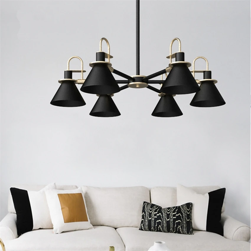 Nordic designer iron chandeliers lights bedroom dining room Makaron horn living room decorated hanging lamps lighting fixtures