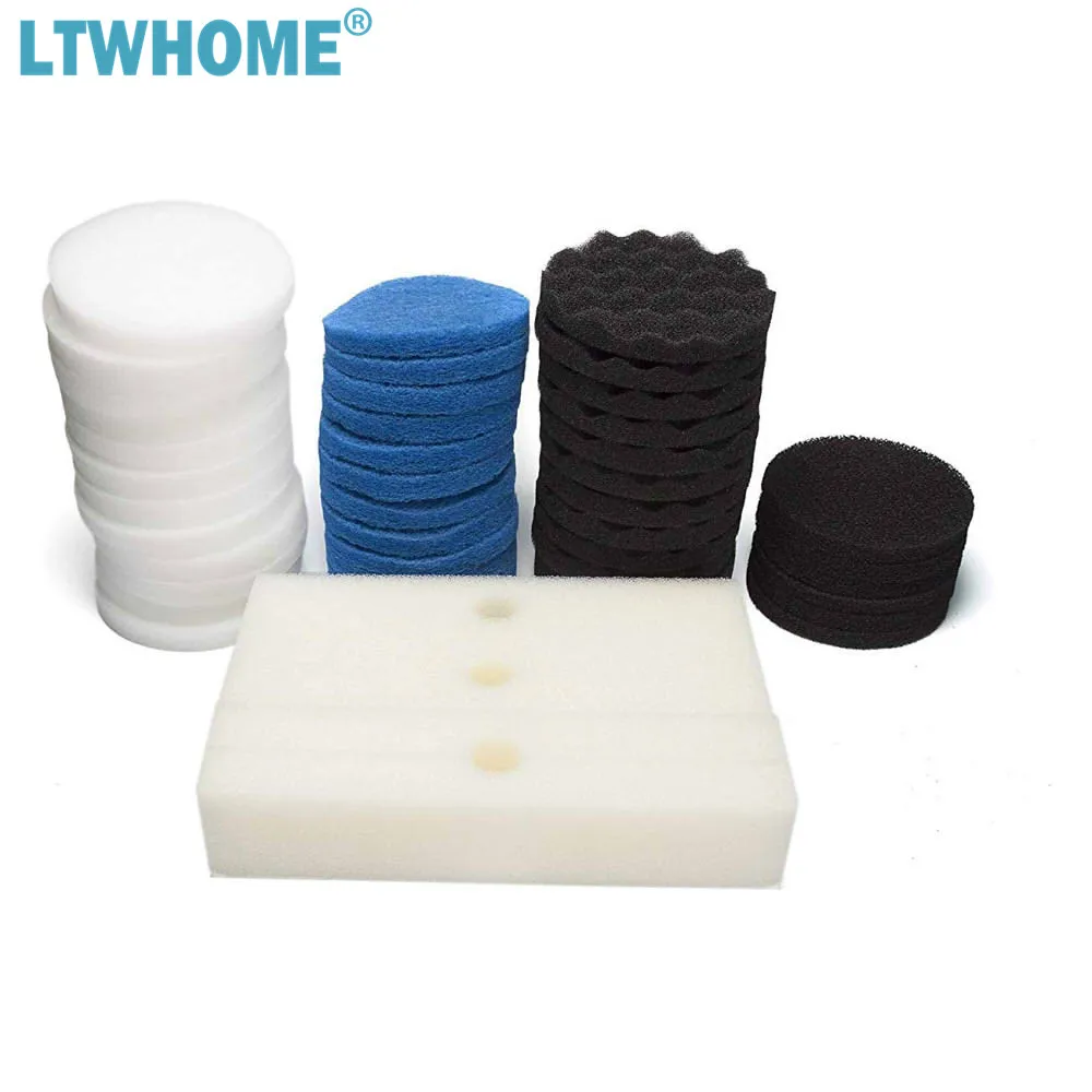 LTWHOME Value Pack of Foam Filters, Fine Filters, Carbon Filters, Bio-Foam Filters and Polishing Pads Fit for Fluval FX4/FX5/FX6