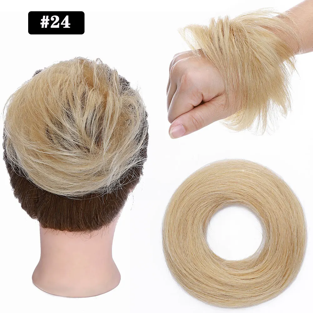 SEGO 100% Menschliches Haar Brötchen Elegante Chignon Scrunchies Haarpferdeschwanz Gerade Donut Updo Haar Stück Für Frauen 17g – Detail 8