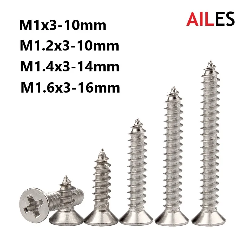 

M1 M1.2 M1.4 M1.6 Cross Recessed Flat Head Self Tapping Screws 304 Stainless Steel Phillips Machine Bolts 3 4 5 6 8 10 12 16mm