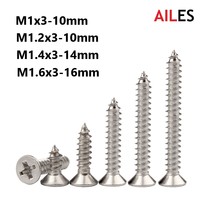 M1 M1.2 M1.4 M1.6 Cross Recessed Flat Head Self Tapping Screws 304 Stainless Steel Phillips Machine Bolts 3 4 5 6 8 10 12 16mm