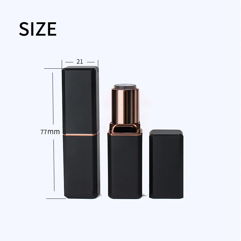 

10-50pcs square corner empty lipstick tubes Imitation aluminum texture lip tube Pearly White matte black Lipstick Tube wholesell