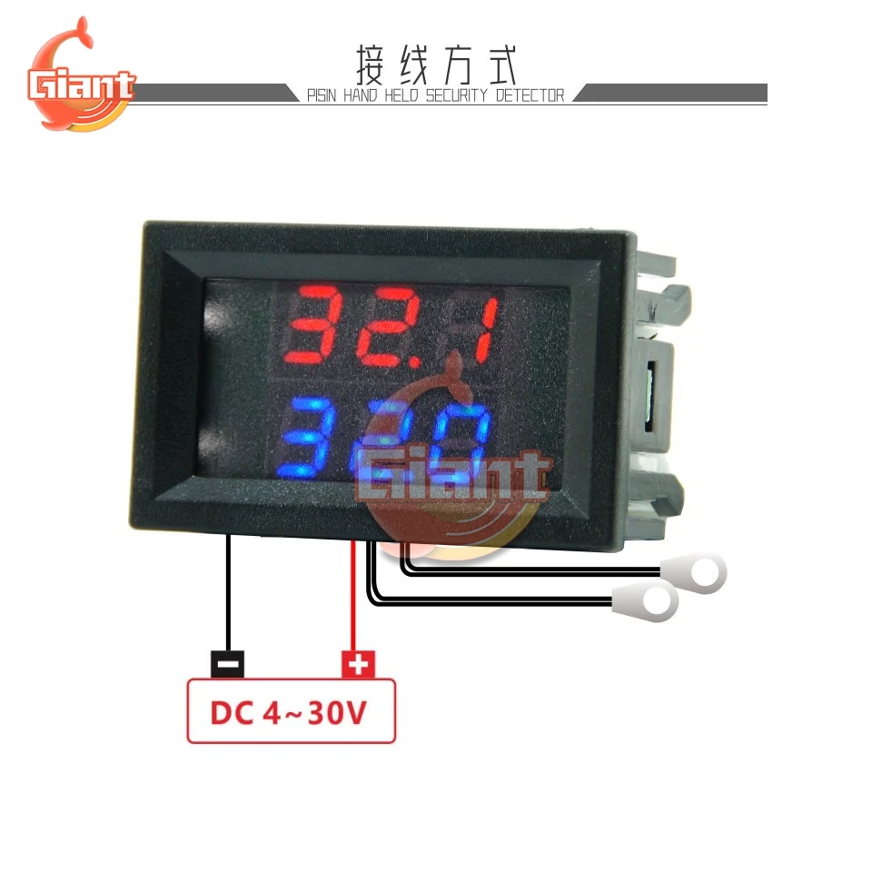 Mini Dual Display Digital Thermometer Dual NTC Waterproof Metal Probe Temperature Sensor Tester for Car Room Indoor DC 4-28V 12V