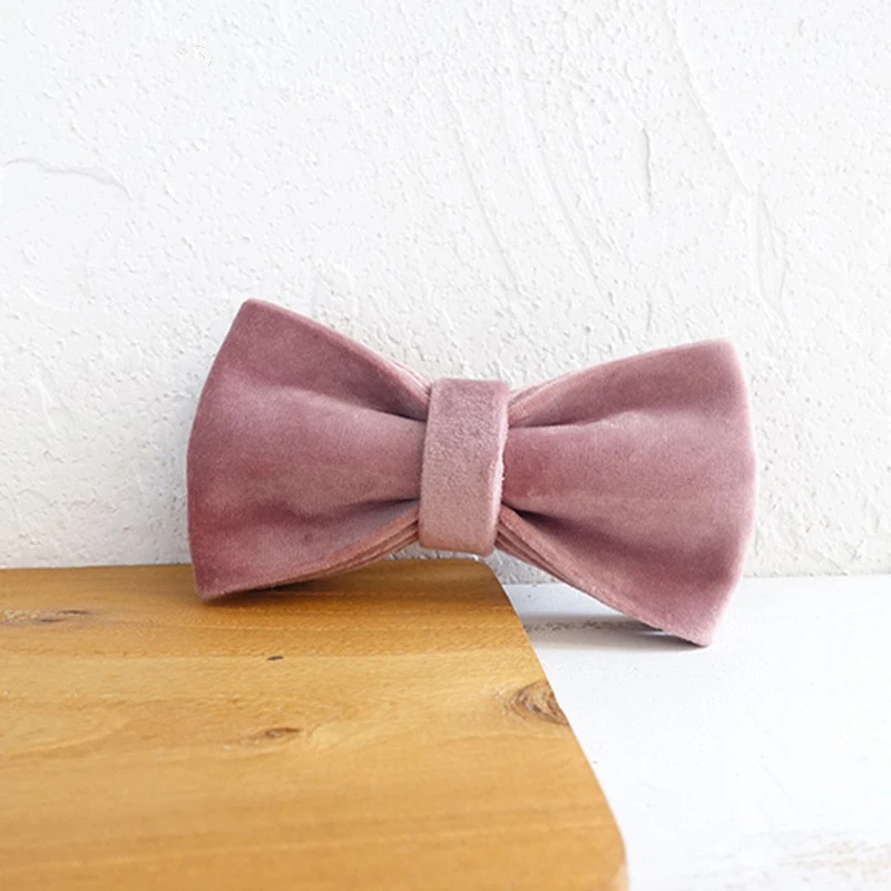 

Pink Velour Dog Bowtie Pets Collar Accessory Puppy Cat Pet Supplies Grooming Tools Dogs Dismountable Ornamental Bow Ties