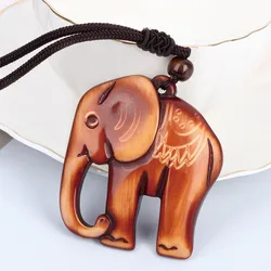 Custom Long Wooden Elephant Sweater Chain Necklace Jewelry Gift Unisex Pendant Necklace Fashion Exquisite Jewelry Accessories