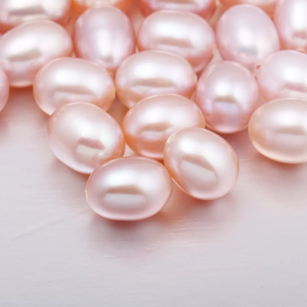 10 pieces 100% Natural Pearl Half Hole Cultured Freshwater White Rice Pearl Beads Half-drilled Hole 6-7 mm