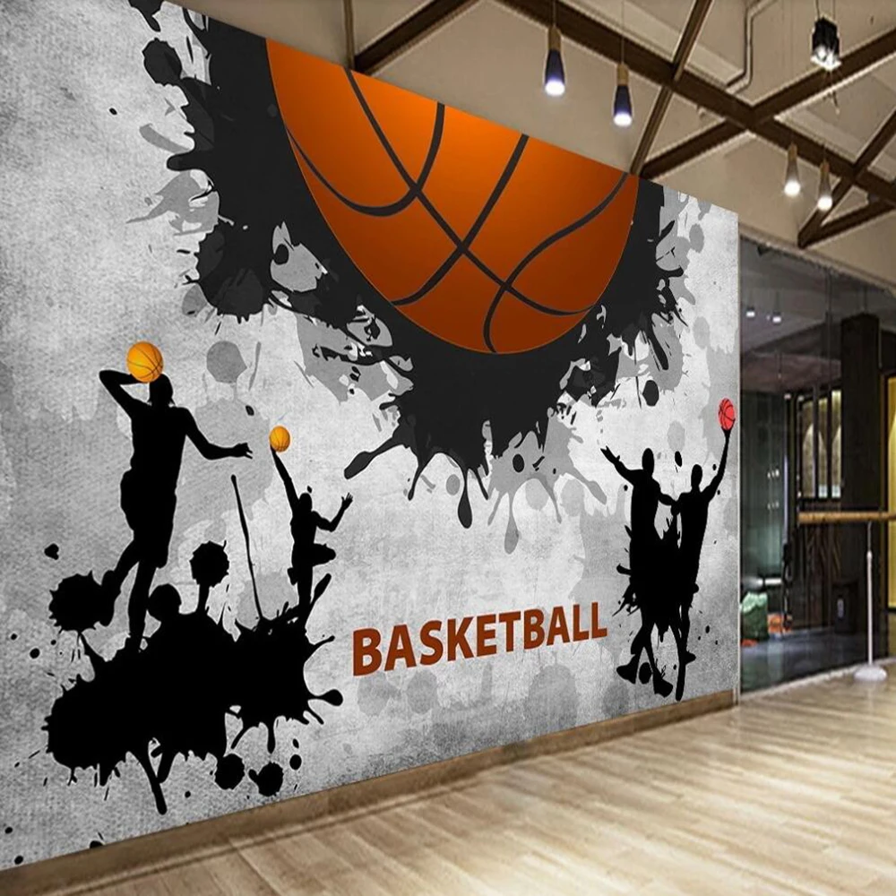 

Bacal Custom 3D mural wallpaper personality blue ball sports activity game basketball tooling wall decorative painting murals