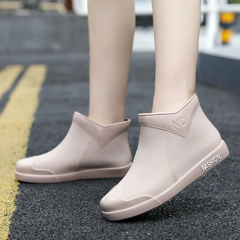 SWYIVY Rubber Shoes Women Waterproof Rain Boots Ankle Shoes 2020 New Autumn New Female Water Shoes Rainboots Ankle Boots Flats