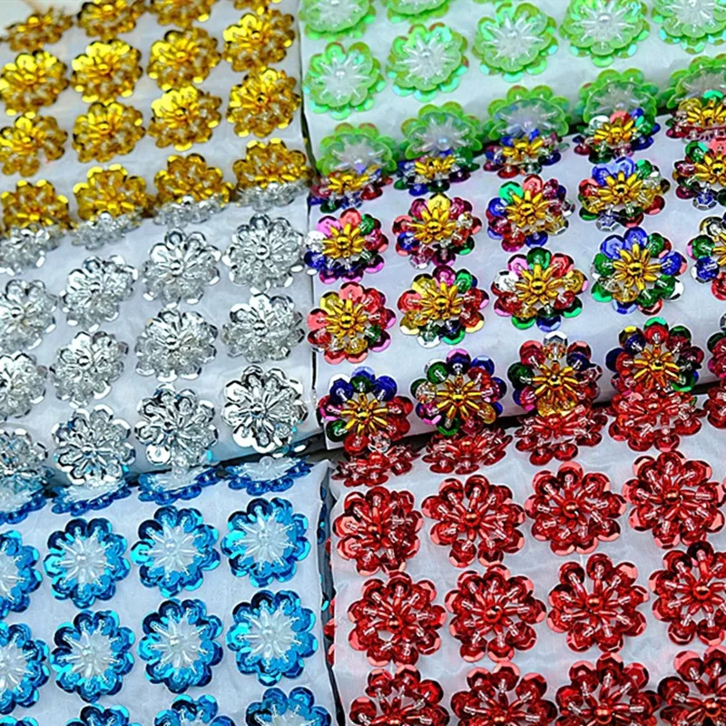 3D Sequins Small Flowers Patch Stage Performance Clothing Beads Applique Accessories Craft Decorative Flowers