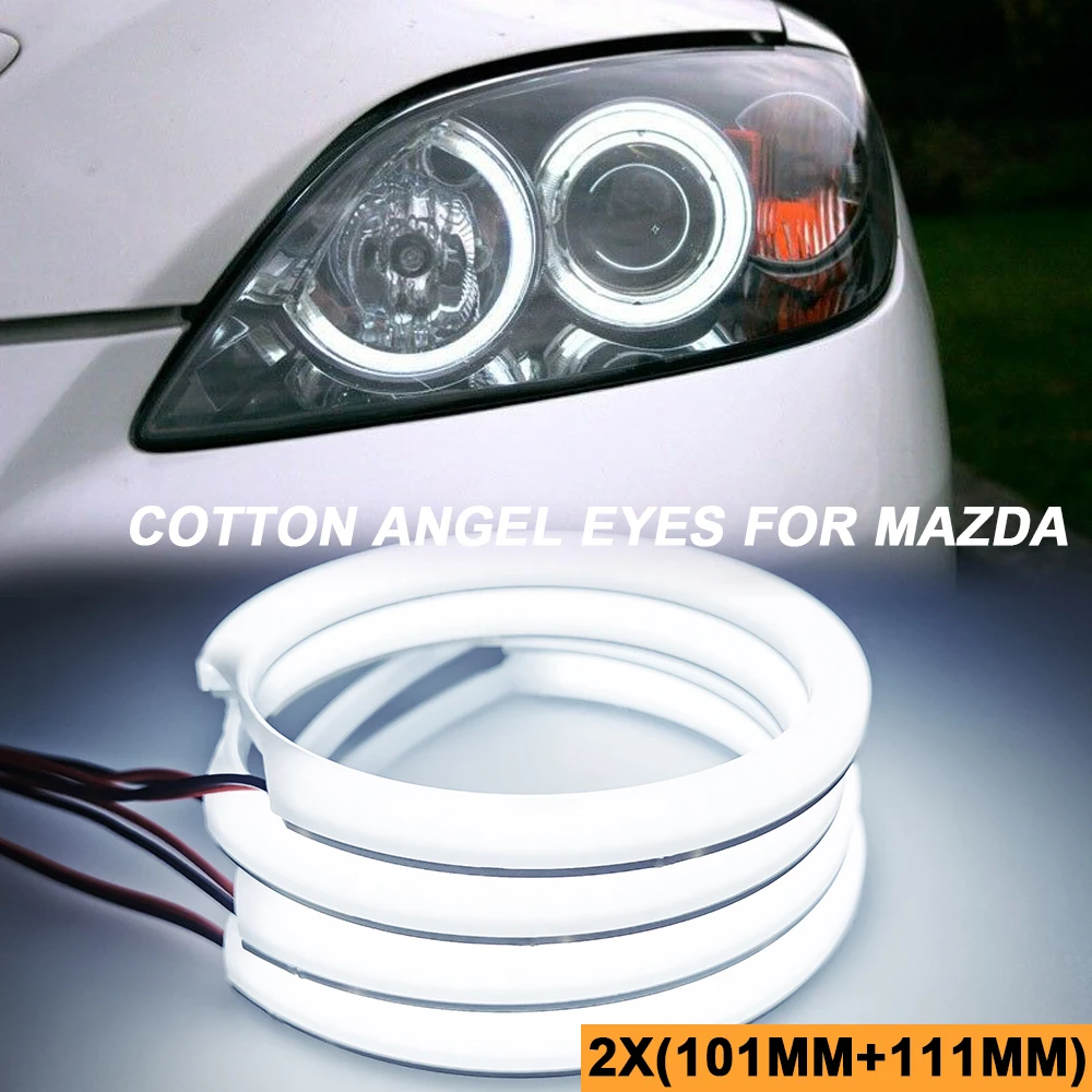 4Pcs White LED Headlight for Mazda 3 BK 2003 2004 2005 2006 2007 2008 Angel Eyes Halo Ring Kits