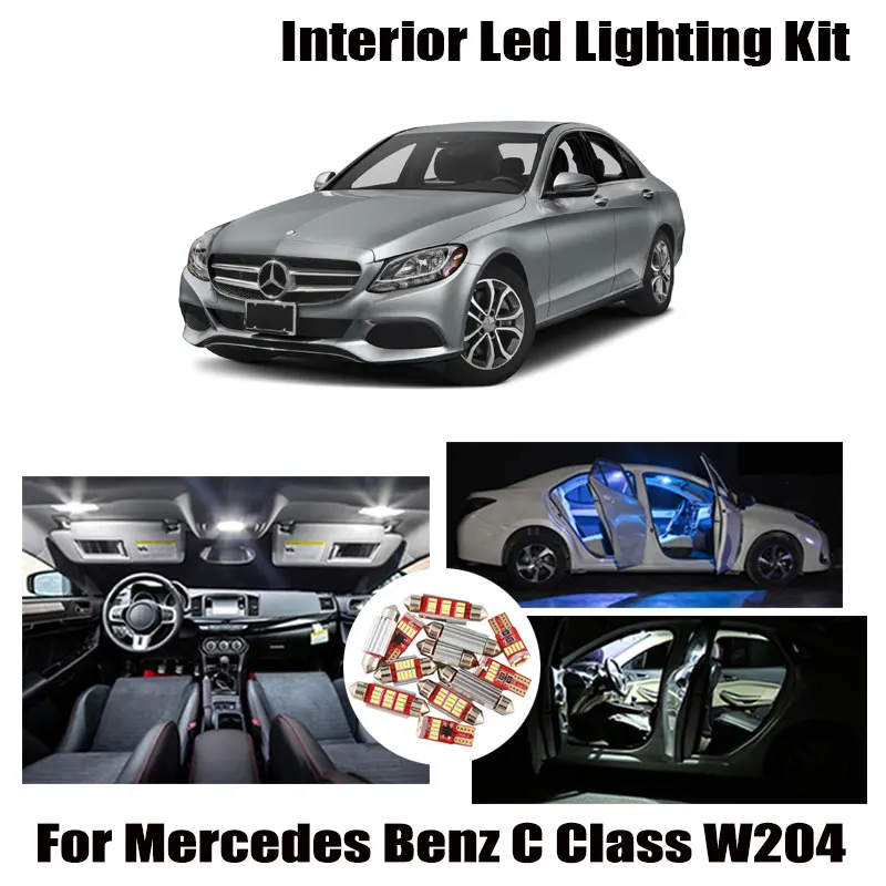 17pcs Canbus LED Interior Reading Dome Light Kit For Mercedes Benz C Class W204 Sedan C180 C200 C220 C250 C300 C350 2008-2014