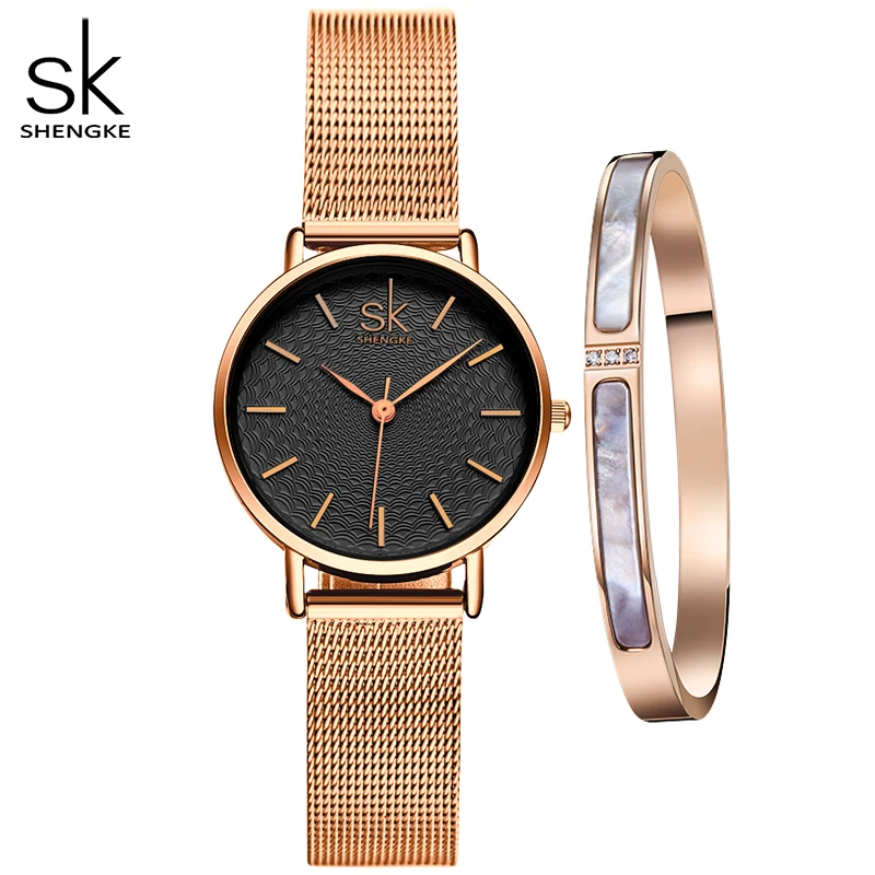 Frauen Uhren Set Armband Japanischen Quarz Bewegung Uhren Für Frauen Rosegold Elegante Geschenk Edelstahl Mesh Damen Uhr