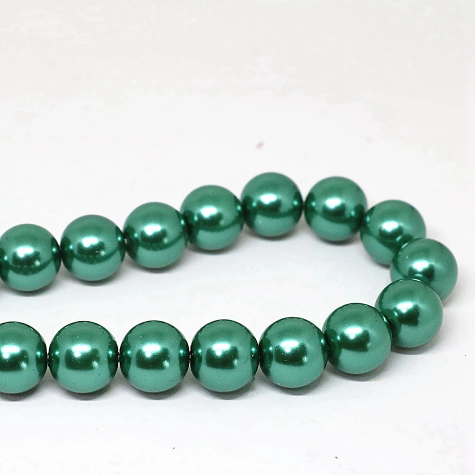 Pretty Peacock Green 4-14mm Round Imitation Shell Pearl Vintage Fit For Diy Elegant Necklace Bracelet Loose Beads 15inch B1607