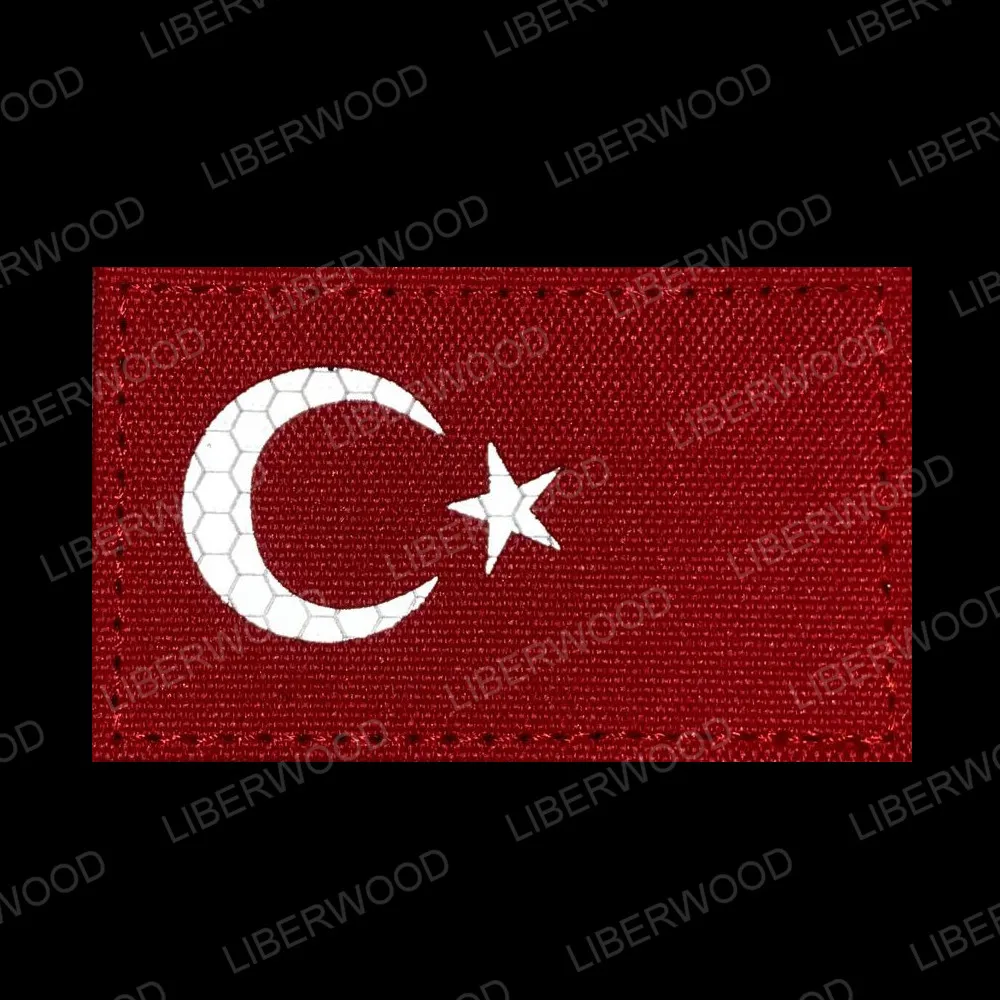 تركيا ترك العلم التصحيح العاكسة المطرزة TR الجيش العسكري التركي التكتيكية الكتف شارة توهج في الظلام شارة زين