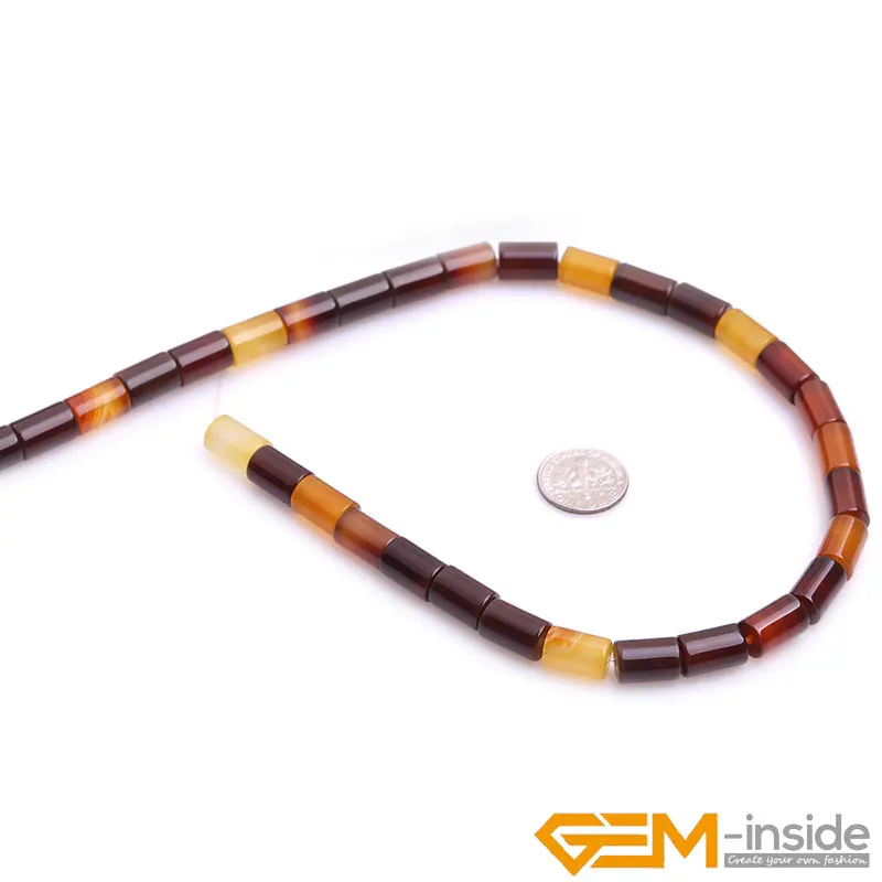 Tube Columnar Shape Yellow Carnelian Natural Stone DIY Loose Beads For Jewelry Making Strand 15 Inches