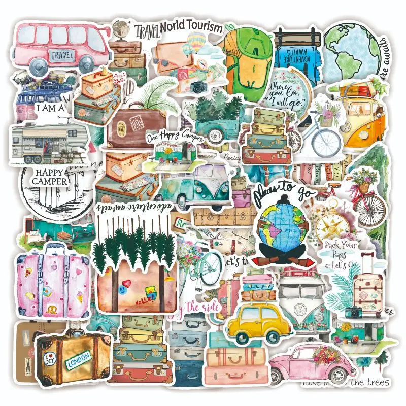 10/30/50Pcs Cartoon Holiday Travel Stickers For Suitcase Skateboard Laptop Luggage Phone Car Styling DIY Decal Pegatinas