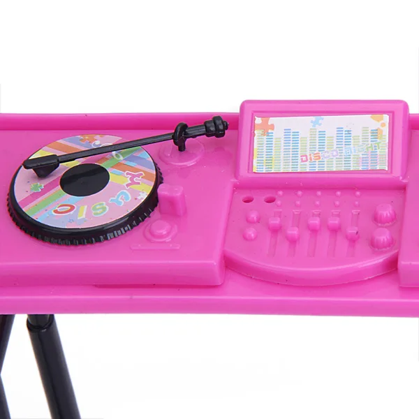 Nuovi Arrivi Miniatura casa delle bambole Rosa Shocking Musica Console Set Per La Bambola Collezione Kids Classic Giocattoli Bambole Accessori