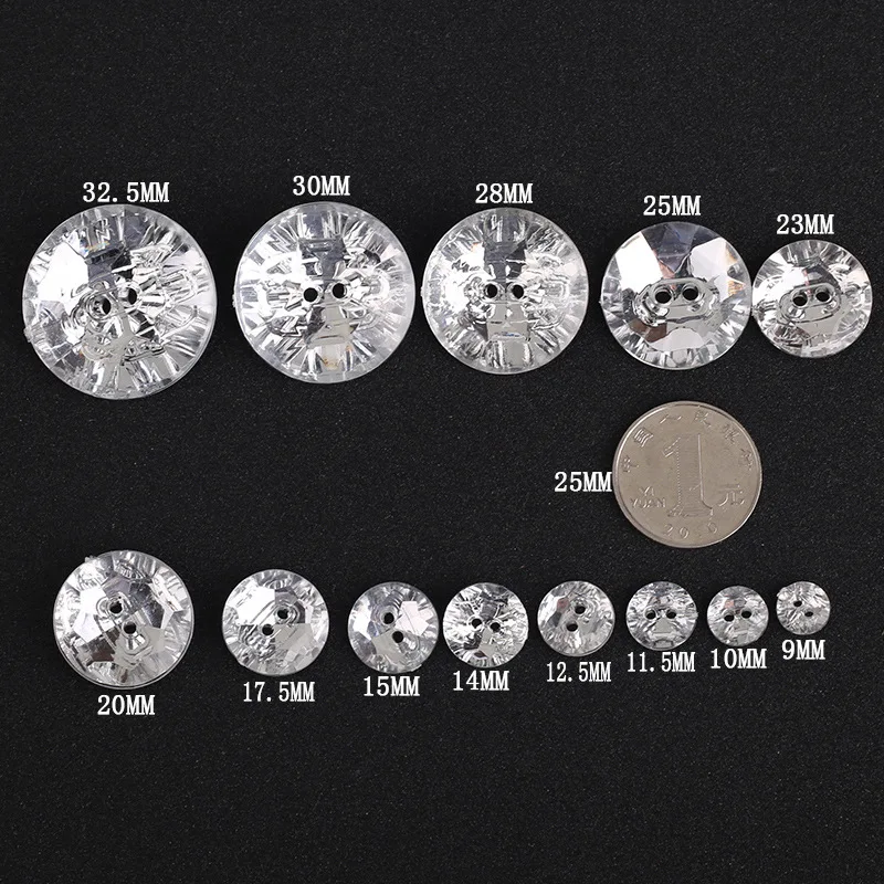 18/20mm  Clear White acrylic Buttons Sewing Rhinestones Round Acrylic Button Sew On Strass Crystals Point Stones for Clothing